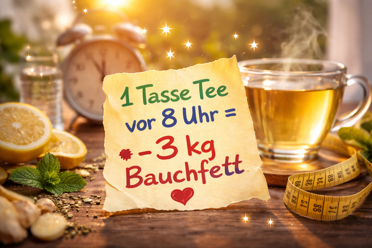Sätze wie „1 Tasse vor 8 Uhr verbrennt 3 kg Bauchfett“ funktionieren gut, weil sie: