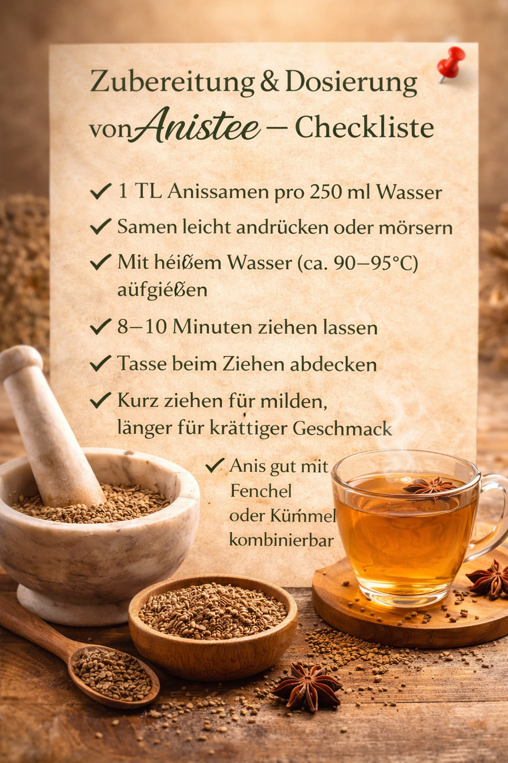 Zubereitung & Dosierung von Anistee – Checkliste📌